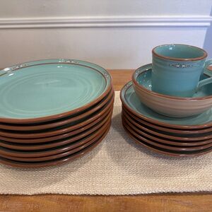 Noritake Teal and Brown Dinnerware Set